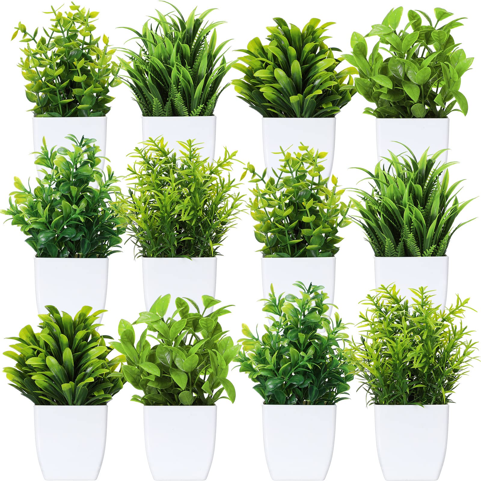 Unittype eucalyptus artificial plant in white pot for durable indoor greenery