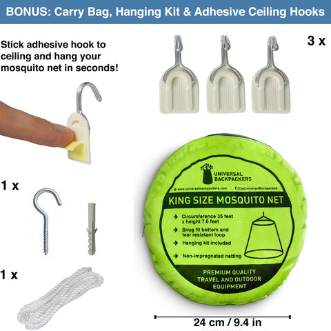 Universal Backpackers lightweight net weighs 0.8 lb for easy setup.