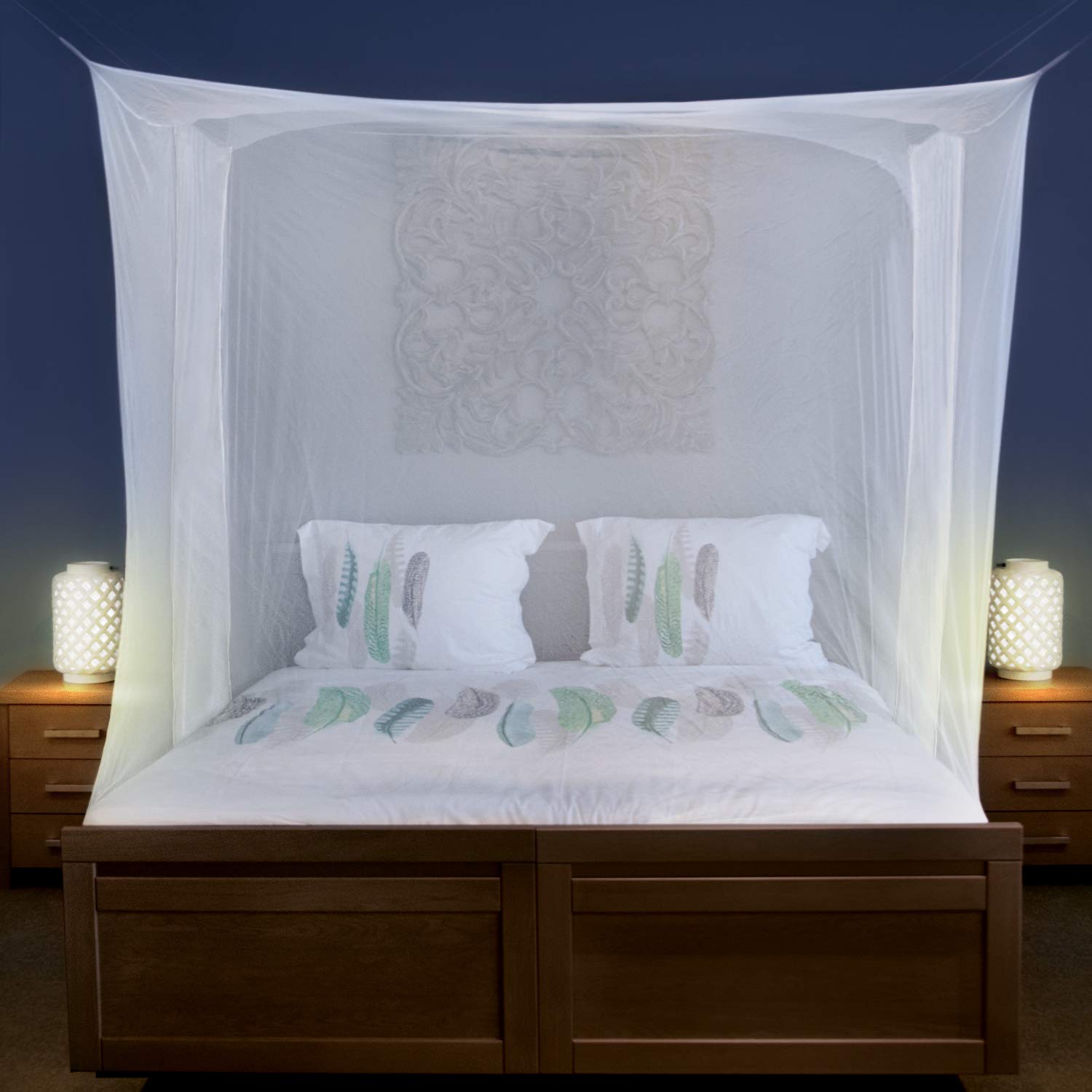 Universal Backpackers mosquito net bed canopy with two openings for easy entry.