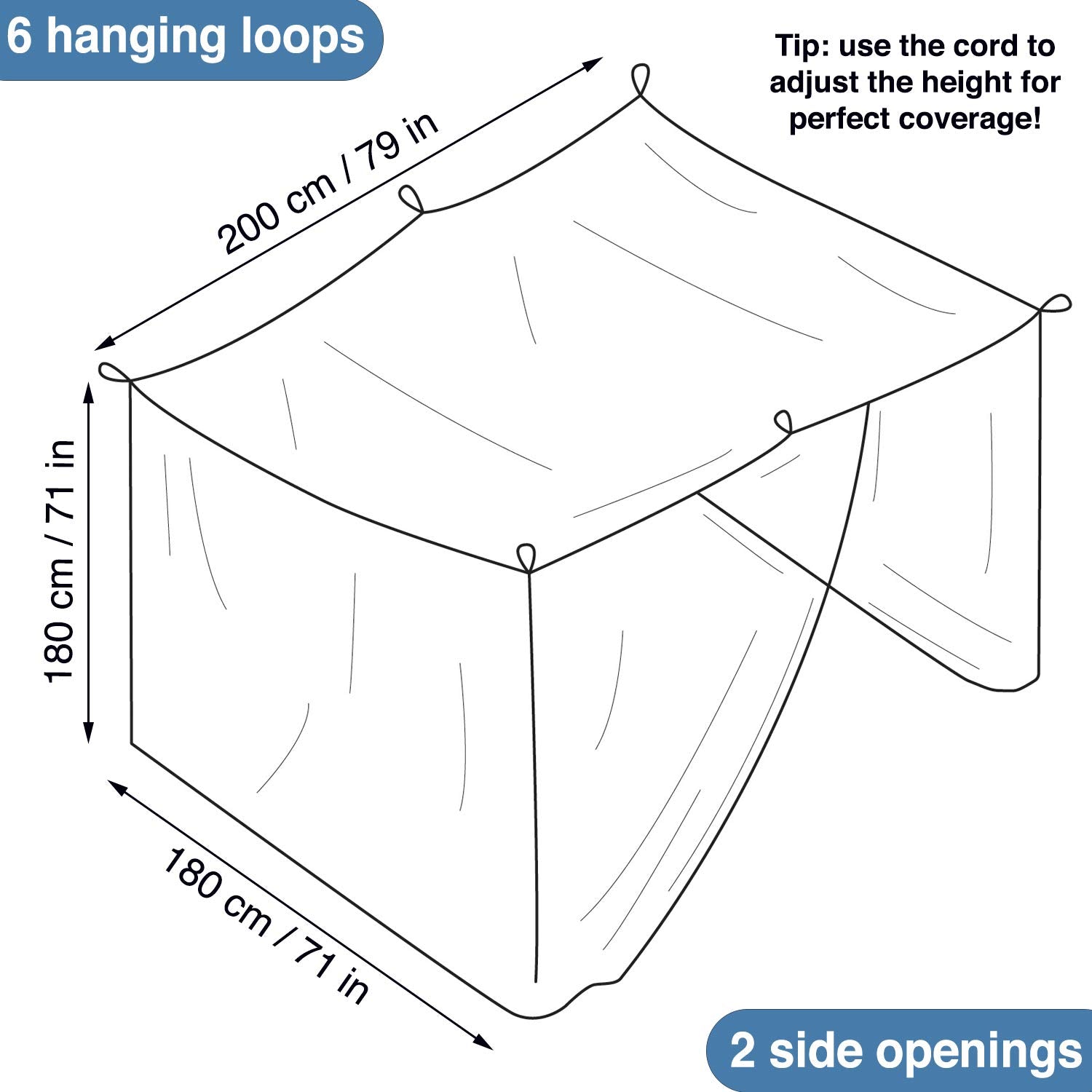 Universal Backpackers mosquito net installation requires no drilling.