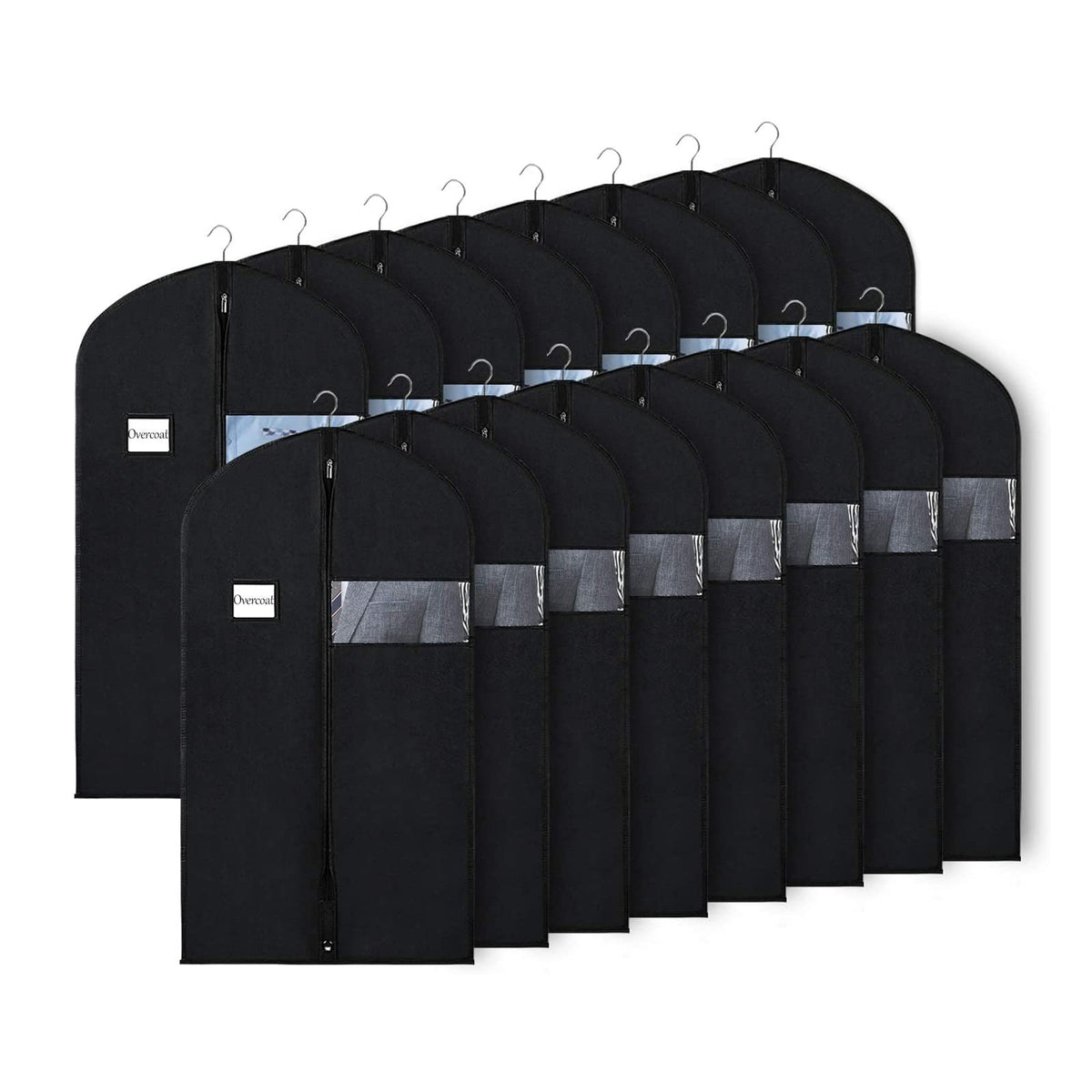 Univivi 16-pack suit bags with clear window protect and display garments.