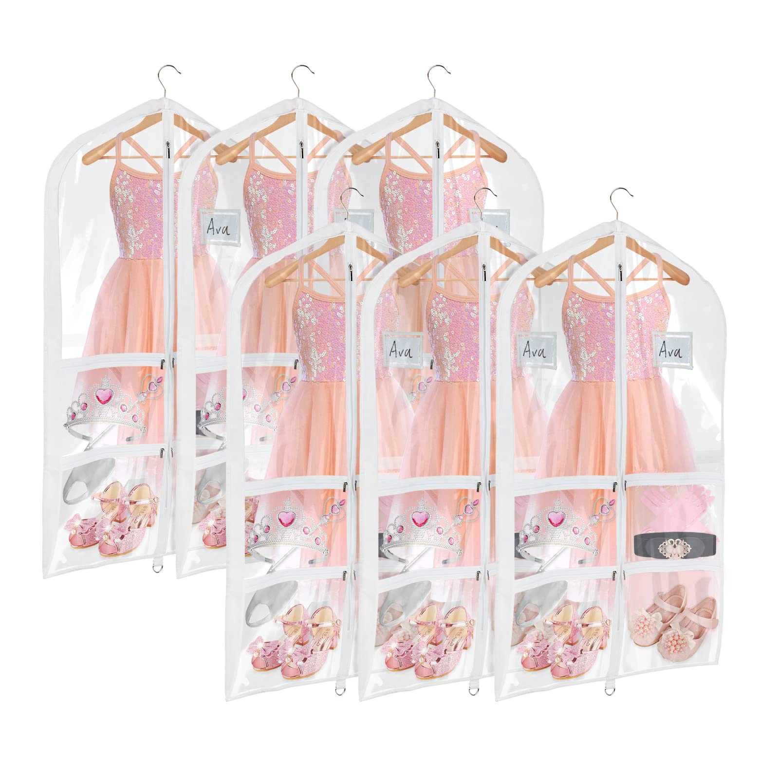 Univivi clear PVC dance costume bag front view showing 40-inch height.