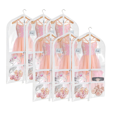 Univivi clear PVC dance costume bag front view showing 40-inch height.