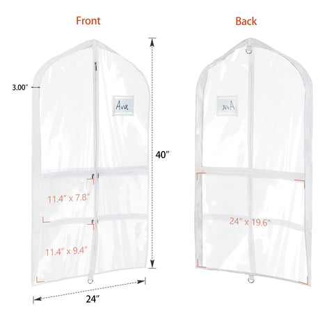 Univivi clear PVC dance costume bag side pocket open for storage.