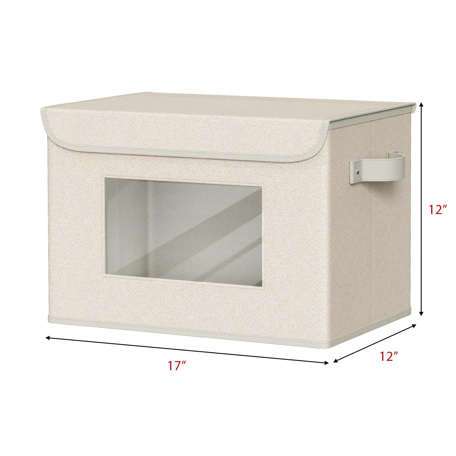 Univivi closet bin with clear viewing window in beige for quick content checks.