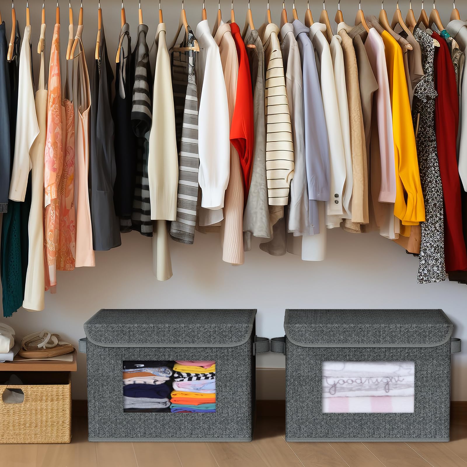 Univivi closet organizer fits neatly in bedrooms and offices.