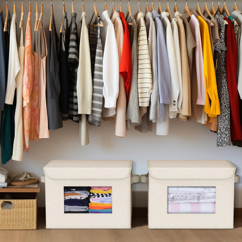Univivi versatile storage for closet organization in beige.