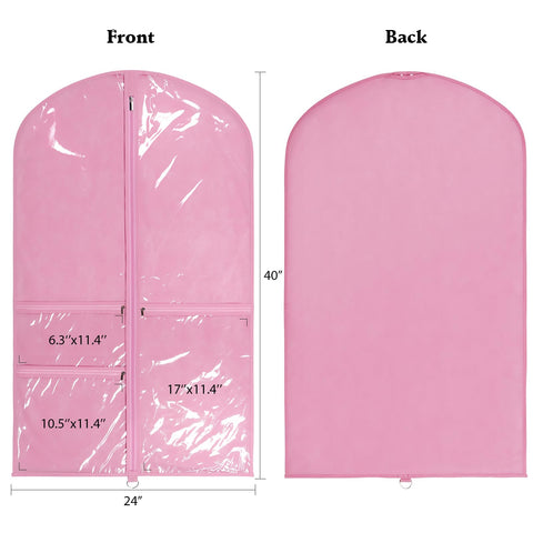 Univivi pink dance costume bag open pocket clearly shows 3 zipper pockets for shoes.