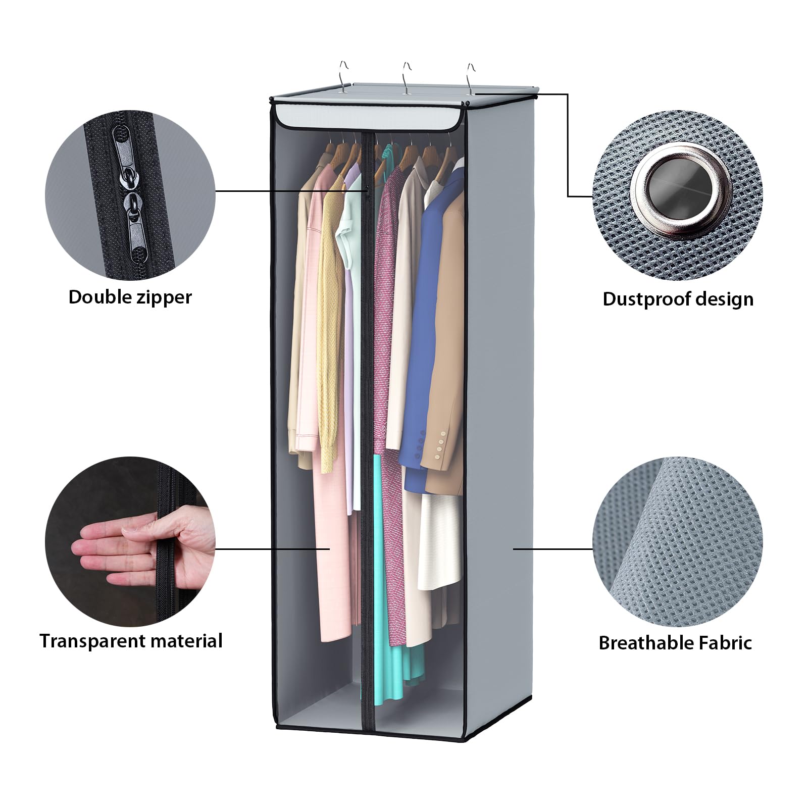 Univivi dustproof breathable garment bag keeps off-season clothes clean and safe.