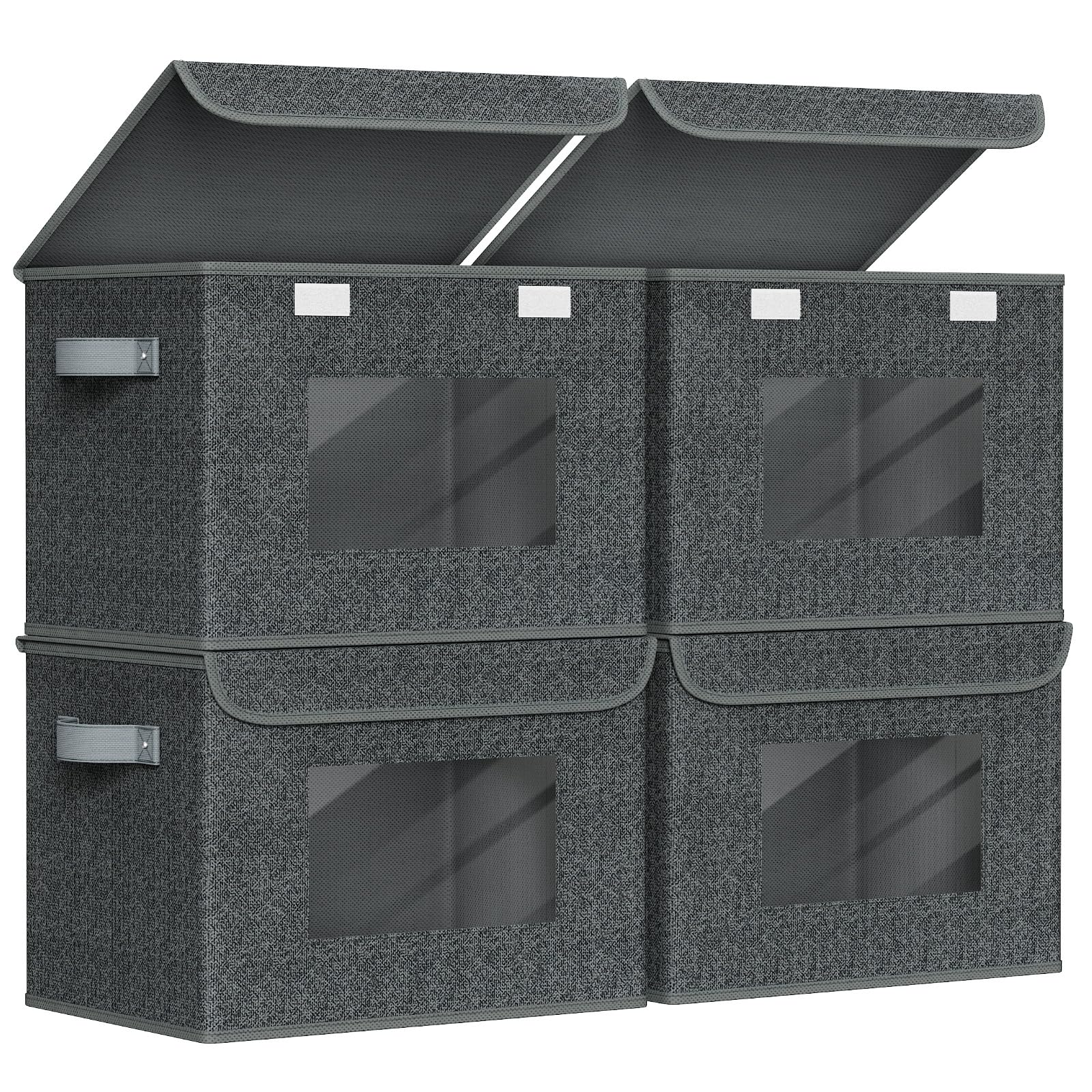 Univivi fabric foldable storage box front view in black for space-saving organization.