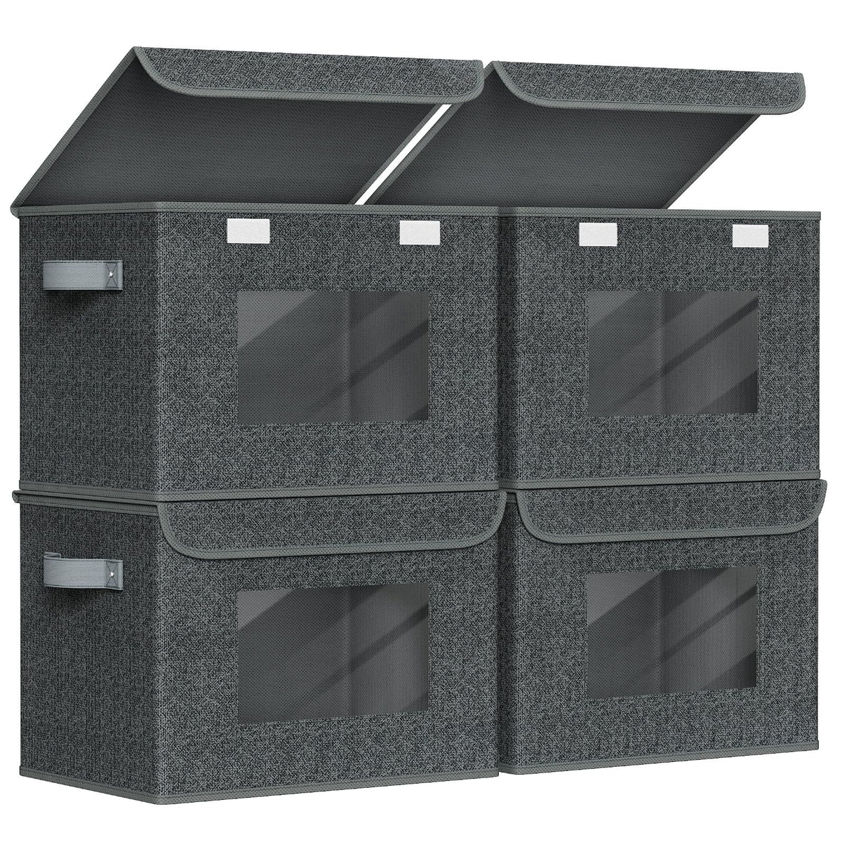 Univivi fabric foldable storage box front view in black for space-saving organization.