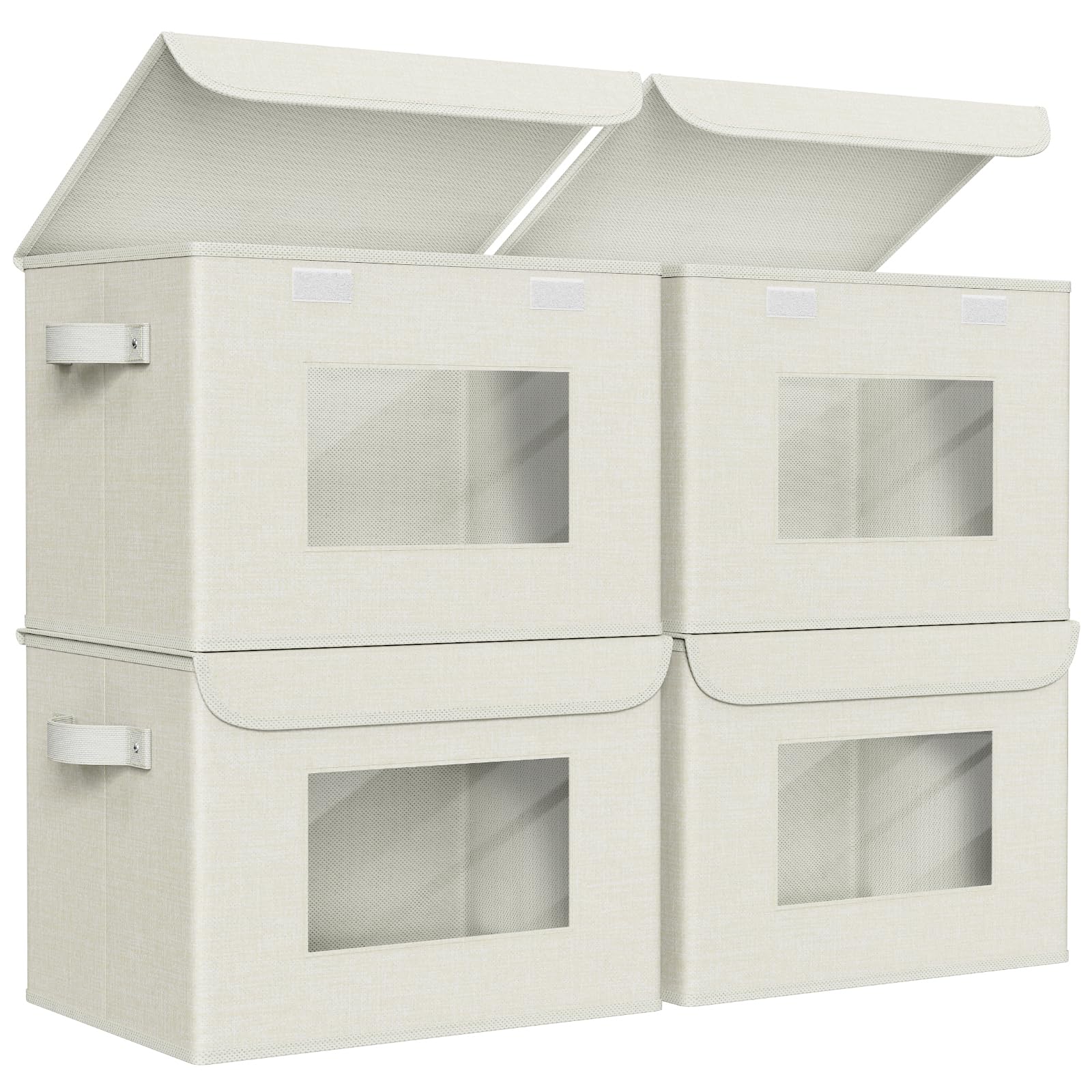 Univivi fabric foldable storage box with see-through window for quick visibility.