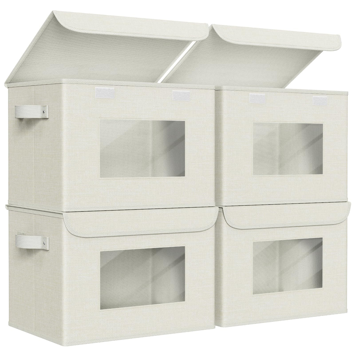 Univivi fabric foldable storage box with see-through window for quick visibility.