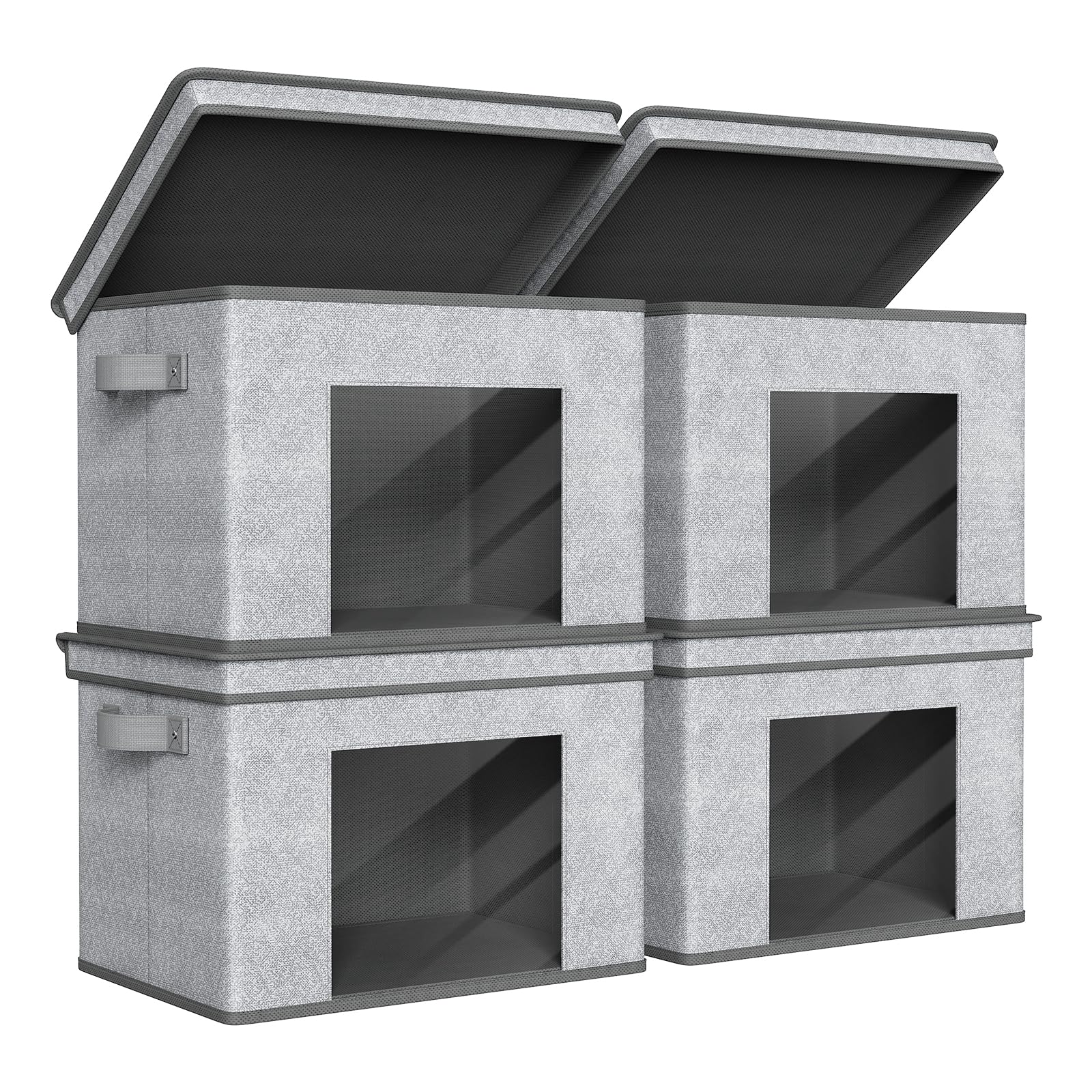 Univivi foldable storage box gray front view for easy closet organization.