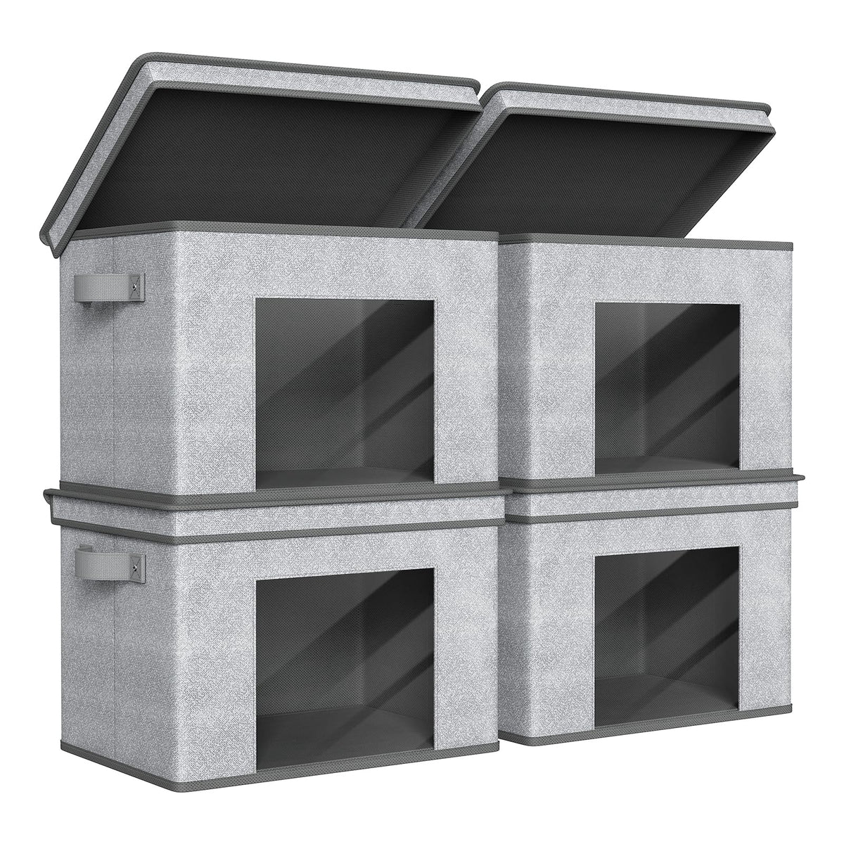 Univivi foldable storage box gray front view for easy closet organization.