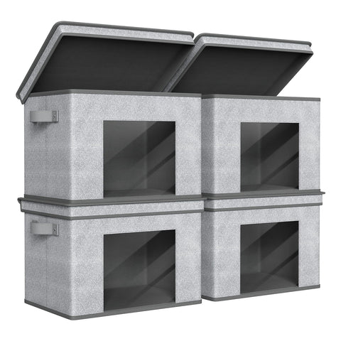 Univivi foldable storage box gray front view for easy closet organization.
