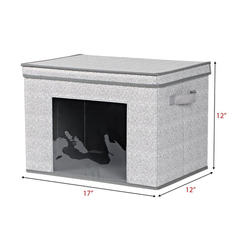 Univivi foldable storage box gray with lid on for dust-free storage.