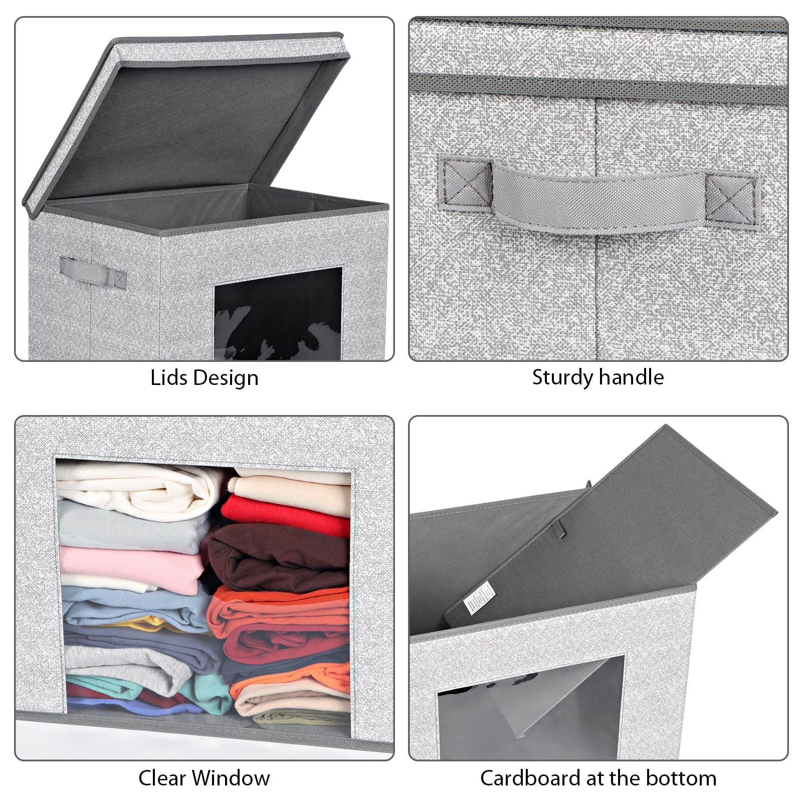 Univivi foldable storage box gray see-through window for quick content visibility.