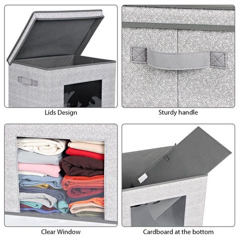 Univivi foldable storage box gray see-through window for quick content visibility.
