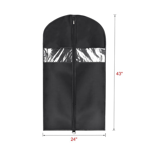 Univivi garment bag top hanger opening for easy loading of coats and suits.
