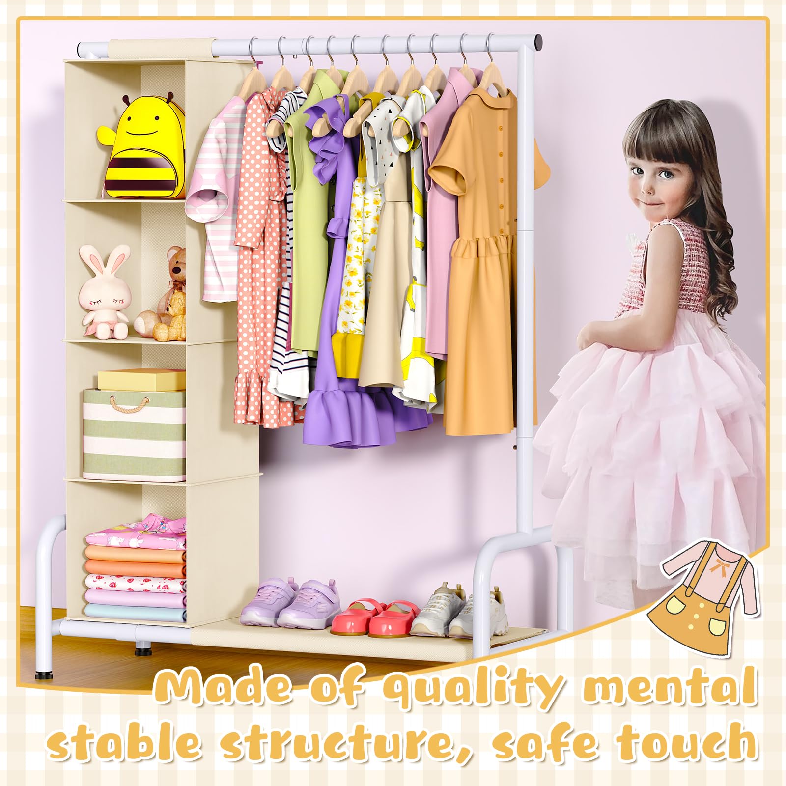 Univivi kids rack ready for dance costumes and daily wear