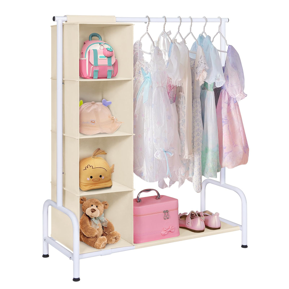 Univivi kids rack with hanging organizer keeps outfits neatly stored