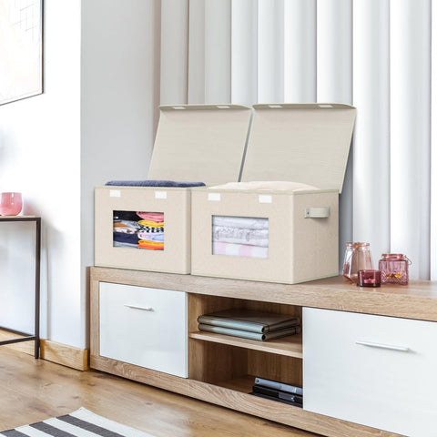 Univivi large capacity 40 liters in beige for seasonal items and bedding.