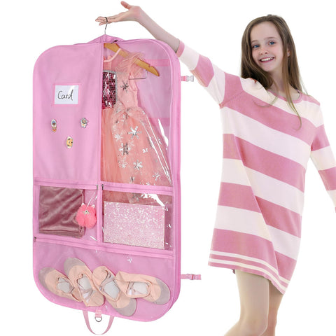 Univivi pink garment bag plush doll and badges for personalization