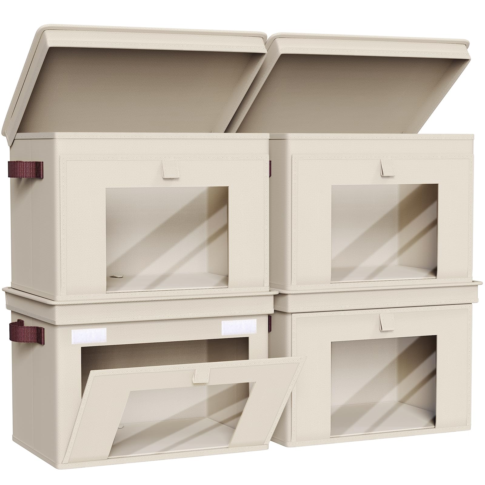 Univivi storage bins with lid front window for quick item identification.
