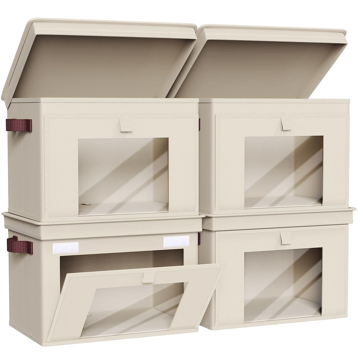Univivi storage bins with lid front window for quick item identification.