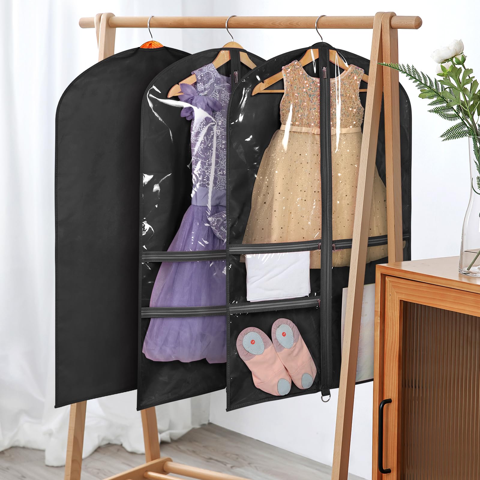 Univivi waterproof dance bag safeguards garments from moisture during travel.
