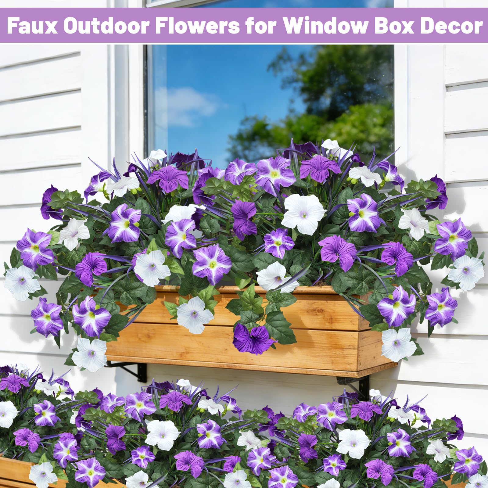 Unlemoni white purple petunias mimic real colors for outdoor decor.