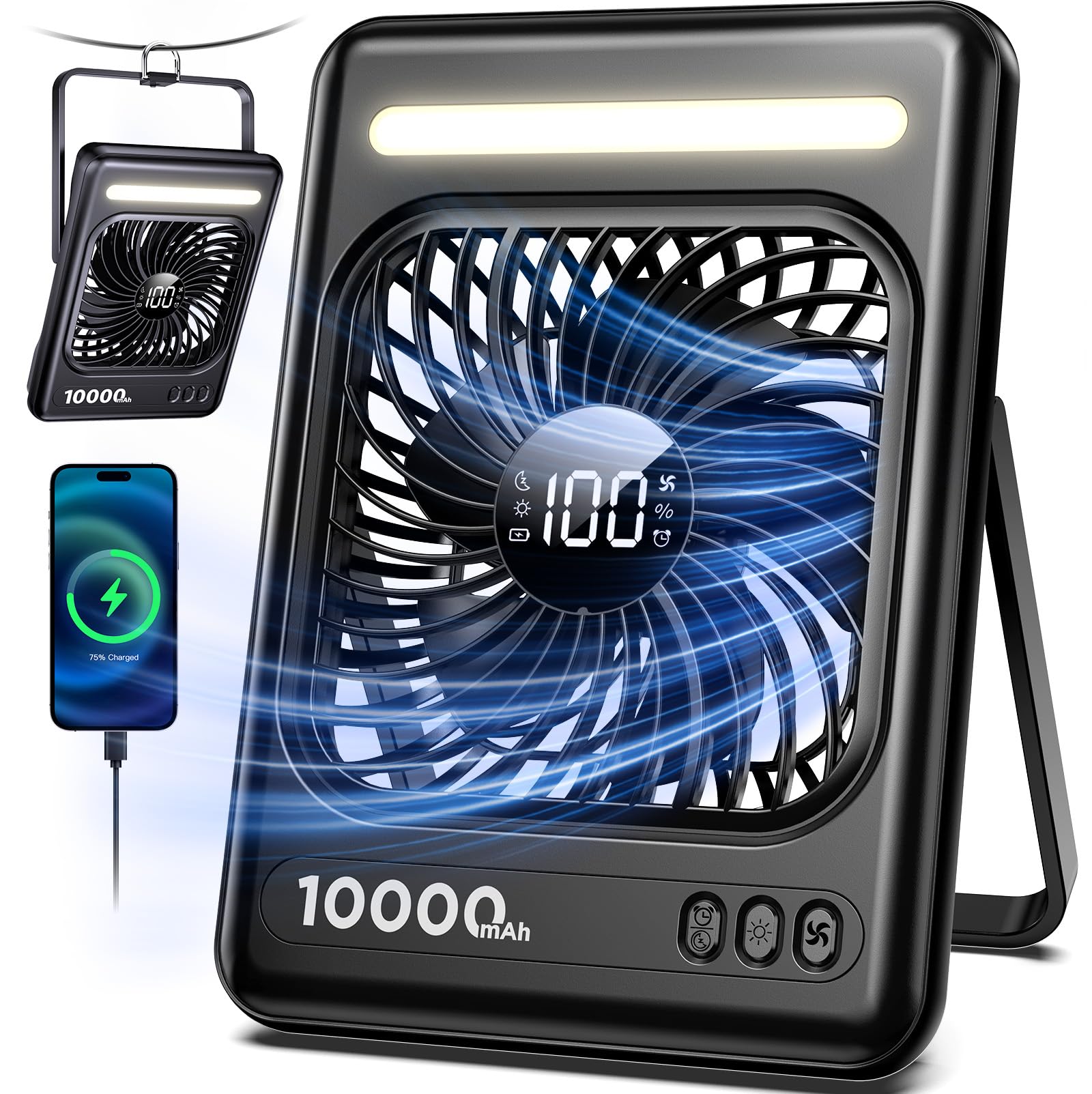 Untisu 10000mAh travel fan in compact design for on-the-go cooling