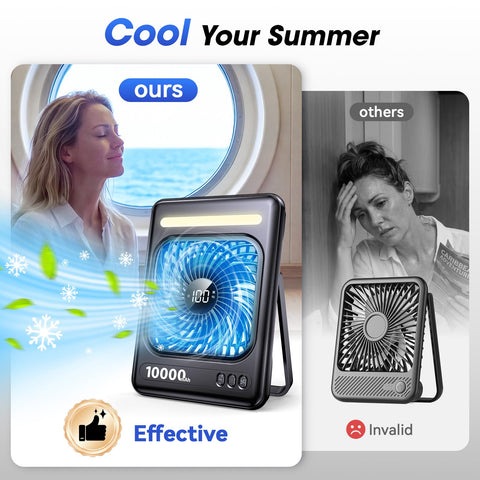 Untisu portable fan with LED lantern ideal for camping and night visibility