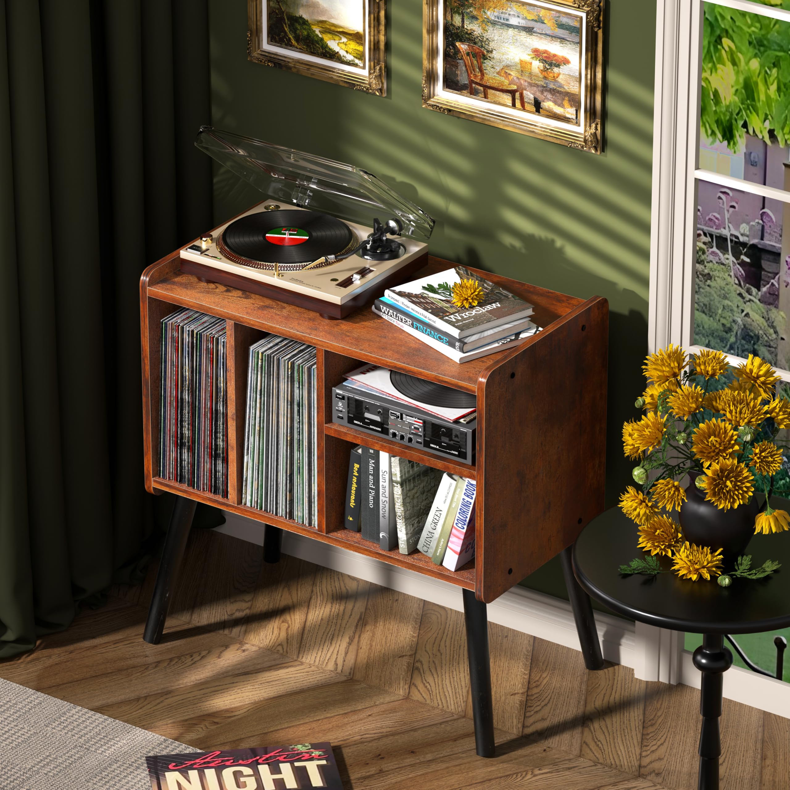 UODERS record player table cable management hole for tidy cords