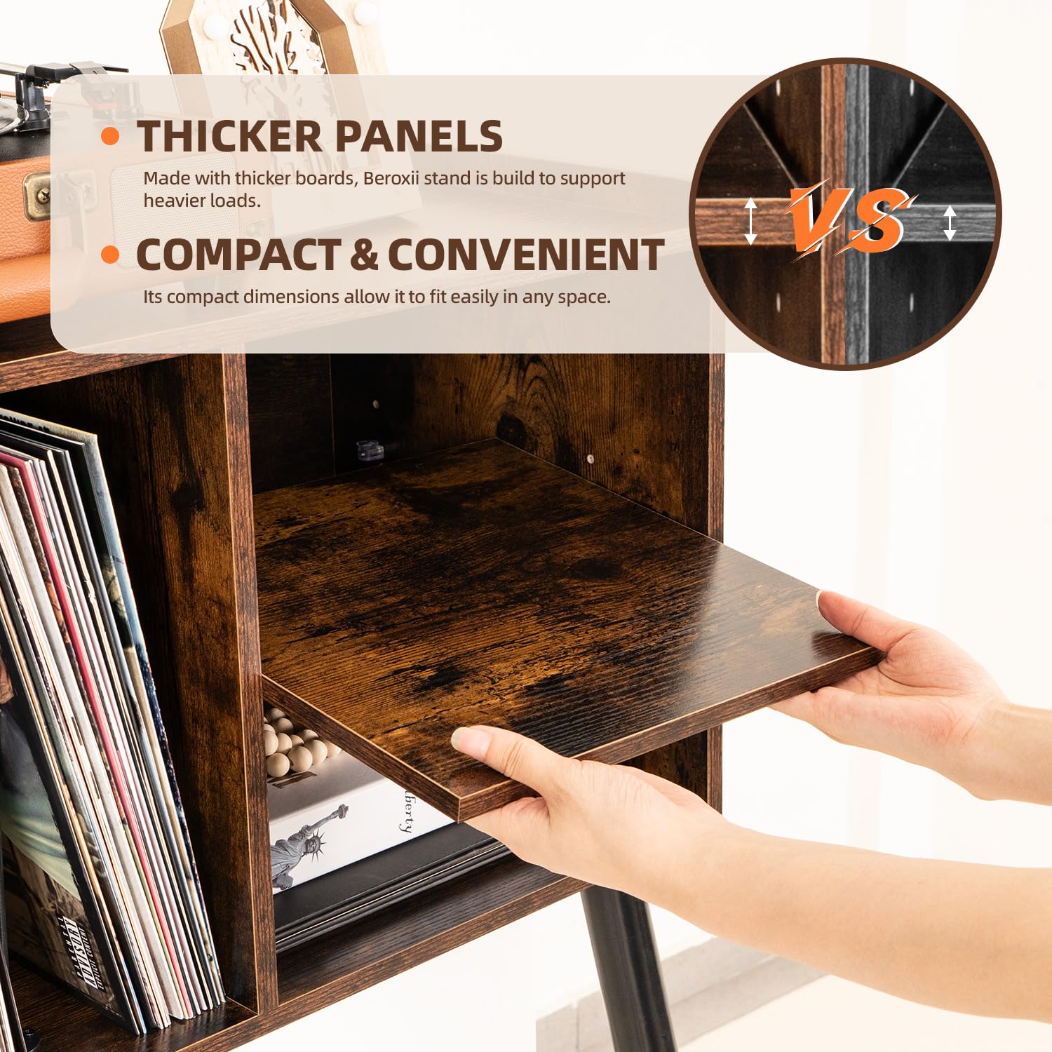 Weight capacity of UODERS record player table up to 100 lbs