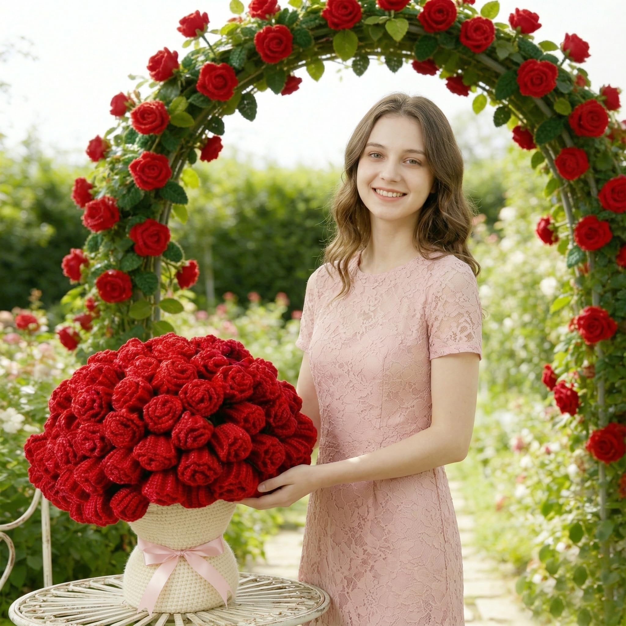 UODOR detailed crochet roses add texture and visual interest.