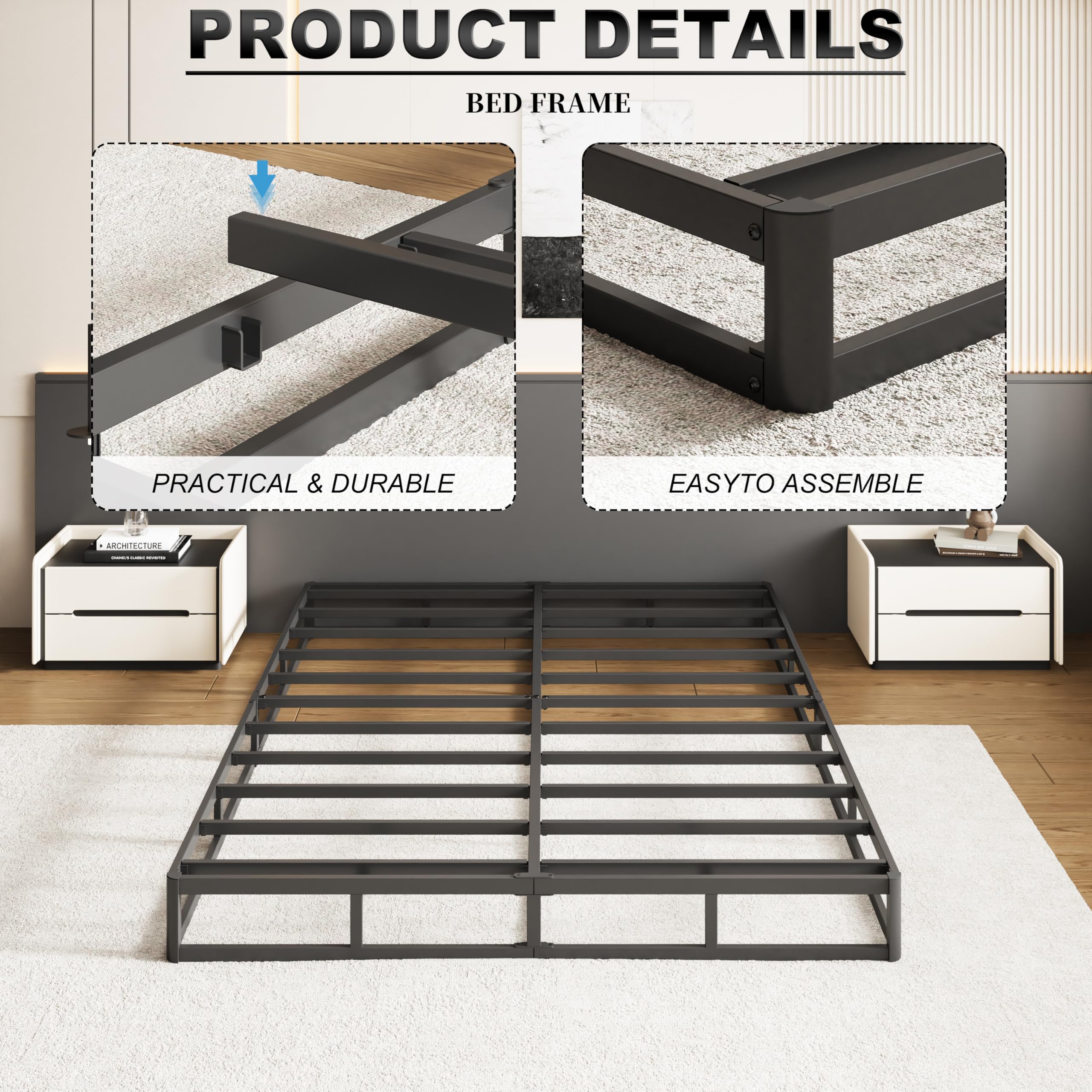 UOMEUR Box Spring Queen bedroom-ready foundation supports your mattress stability.