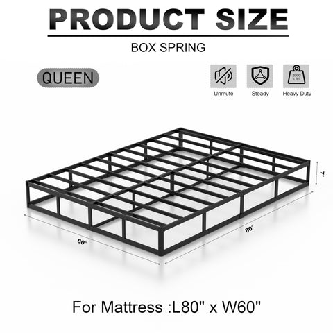 UOMEUR Box Spring Queen steel frame close-up highlighting durable construction.