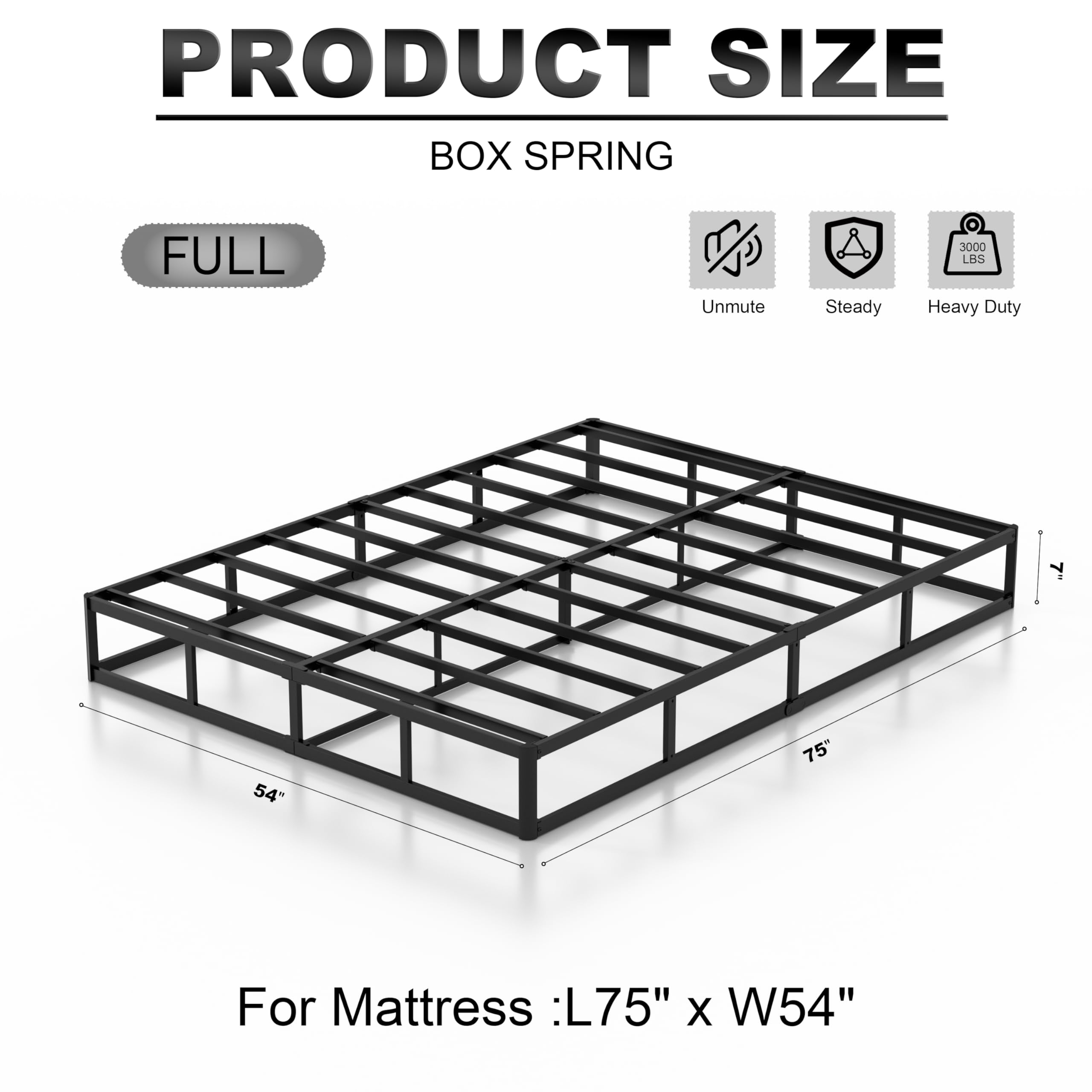 UOMEUR heavy-duty steel frame provides durable mattress support for years.