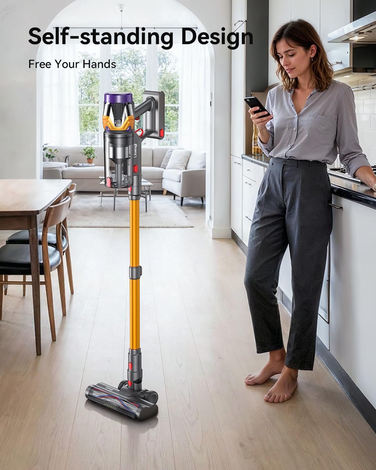 Uosogi freestanding design allows easy hands-free storage
