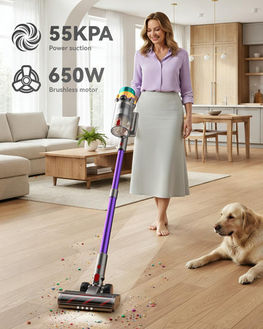 UOTKD vacuum with 65-minute runtime for whole-home cleaning.