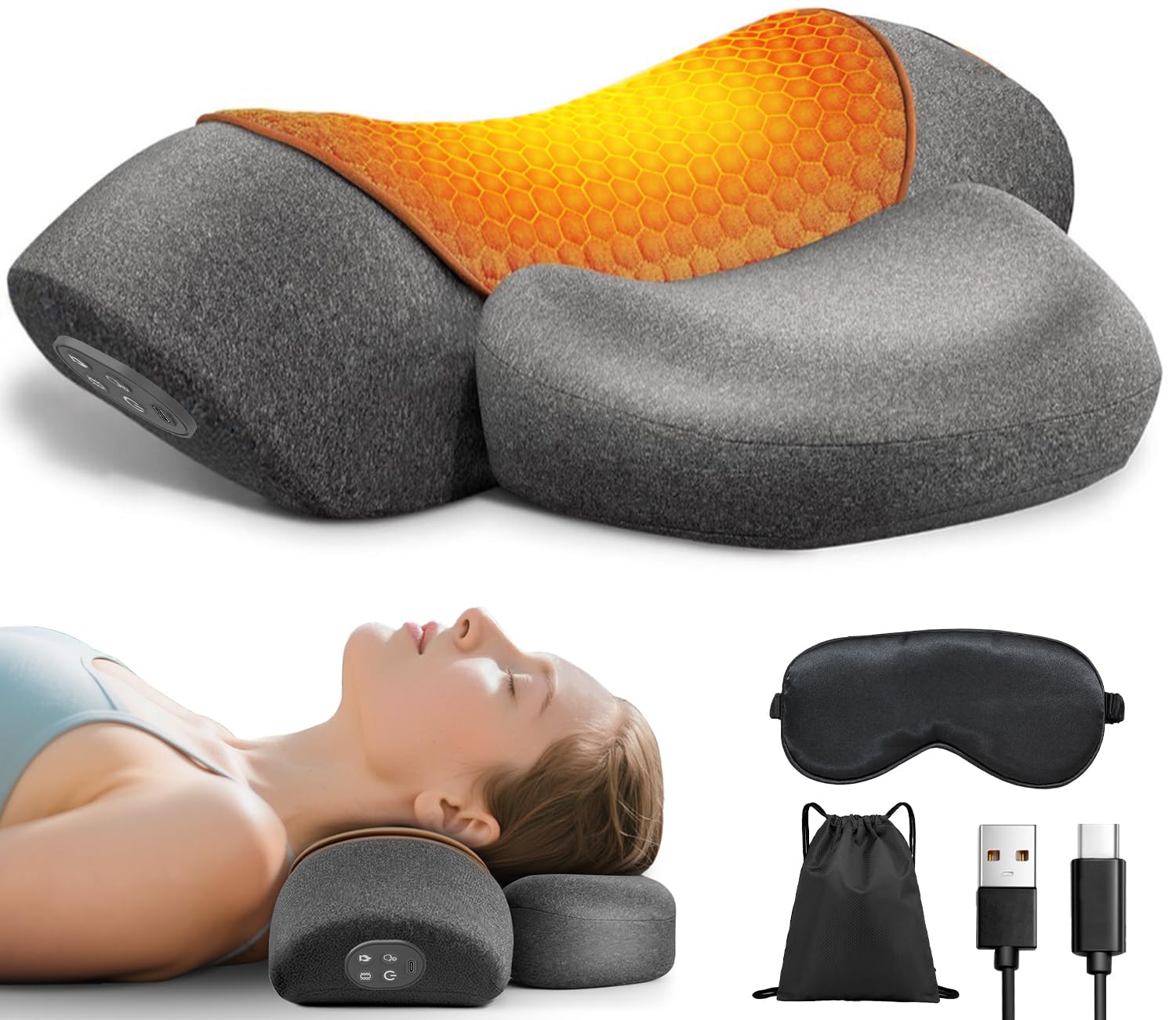 Upalled neck massager pillow front view with ergonomic support.