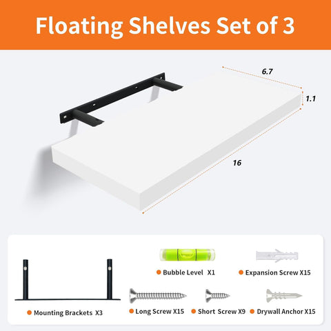 Upassion white floating shelves in bedroom display photos and small plants