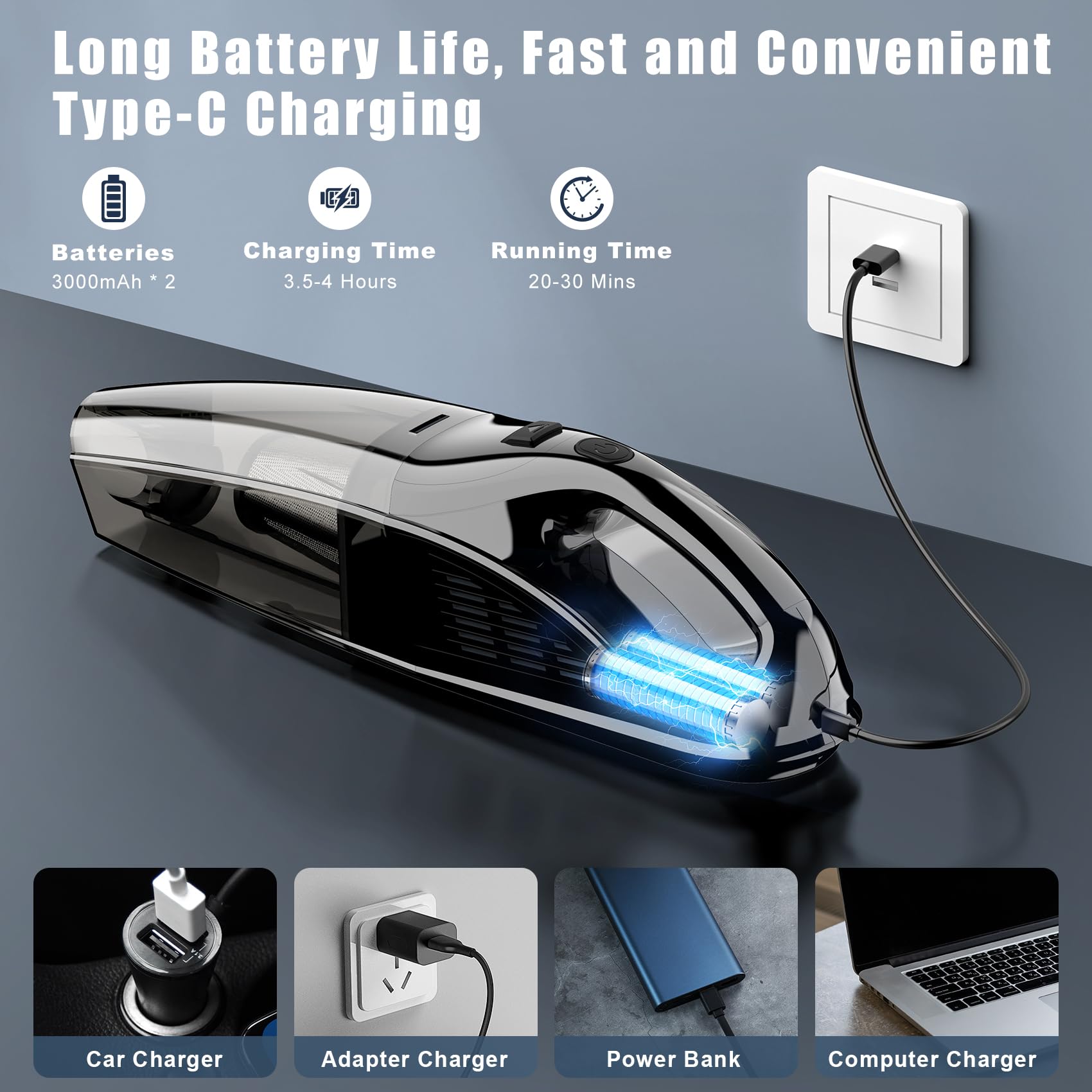 Upbooz USB charging cable included for versatile recharging.