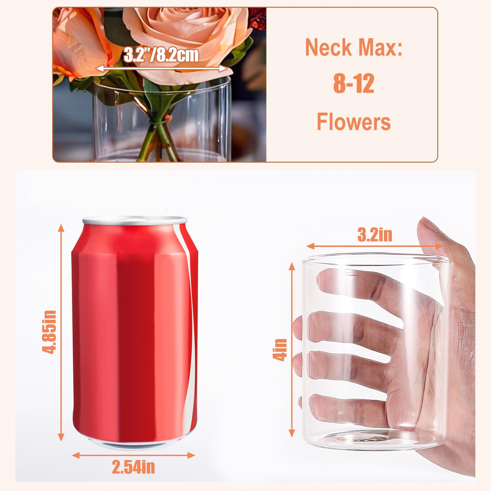UPBUD 12-piece clear cylinder vases set for versatile wedding and home decor.
