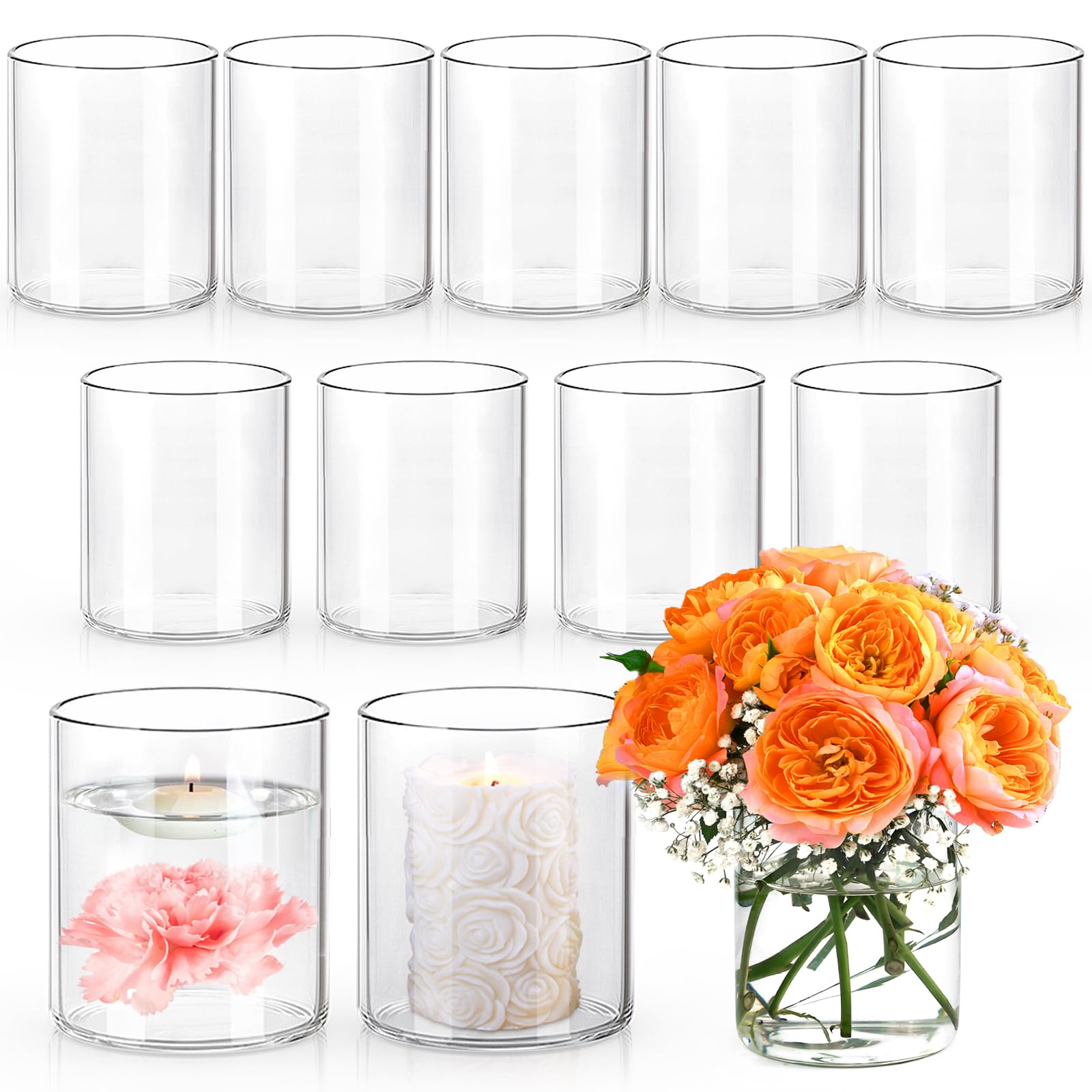 UPBUD 4-inch glass cylinder vase ideal for wedding centerpieces.