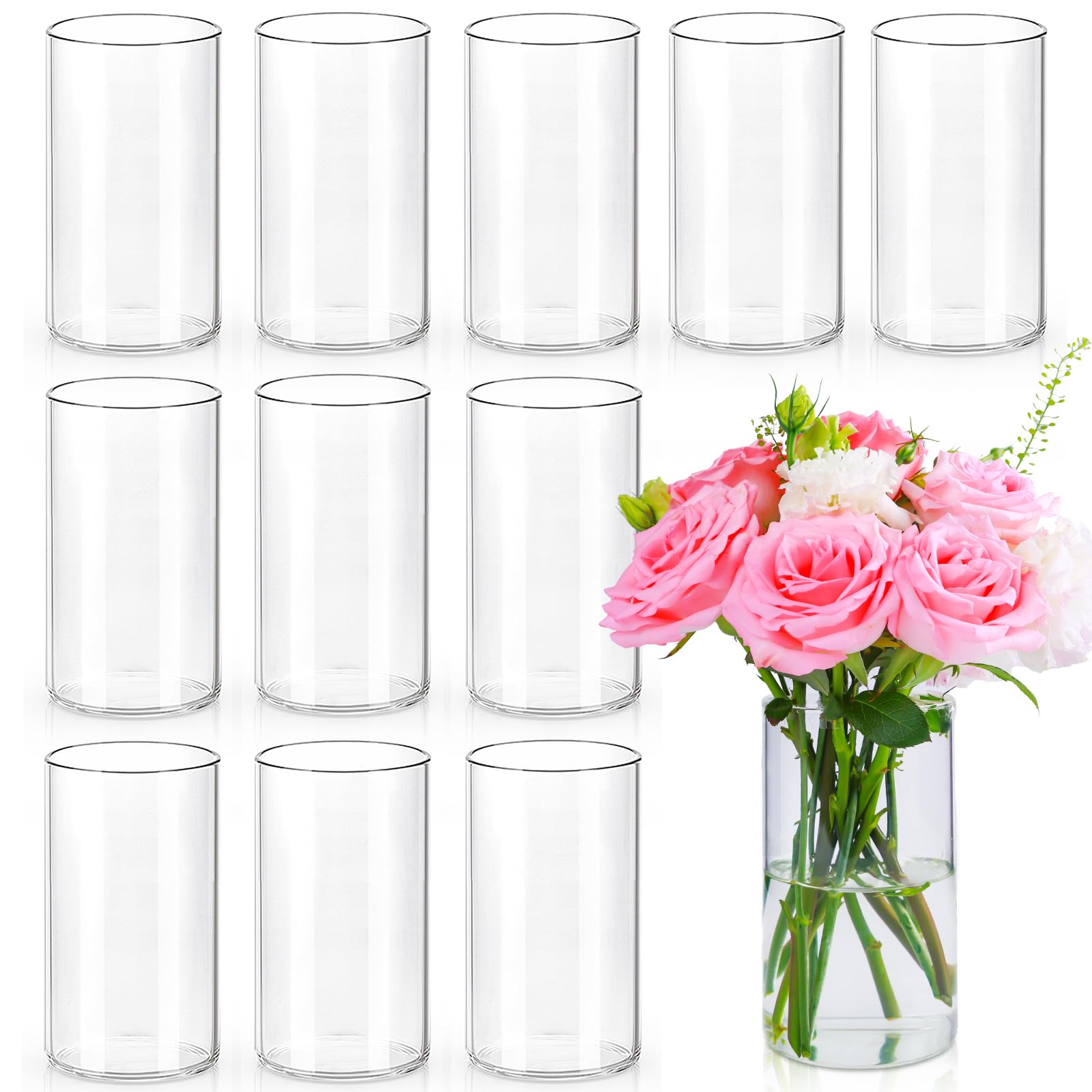 UPBUD 6-inch glass cylinder vase ideal for elegant centerpieces.