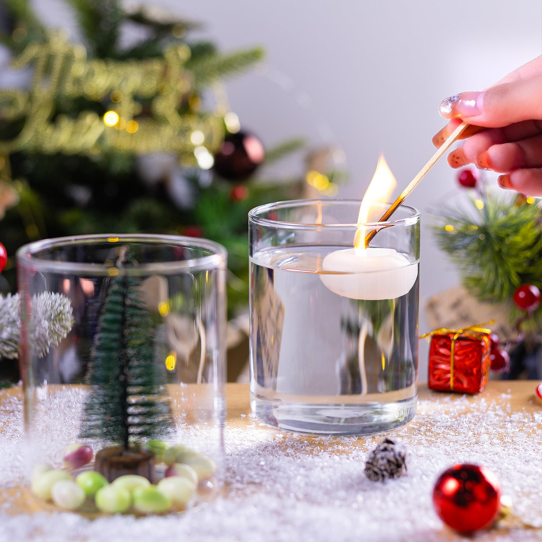 UPBUD floating candle vases showcase candles beautifully in 4-inch height.