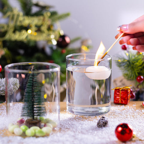UPBUD floating candle vases showcase candles beautifully in 4-inch height.
